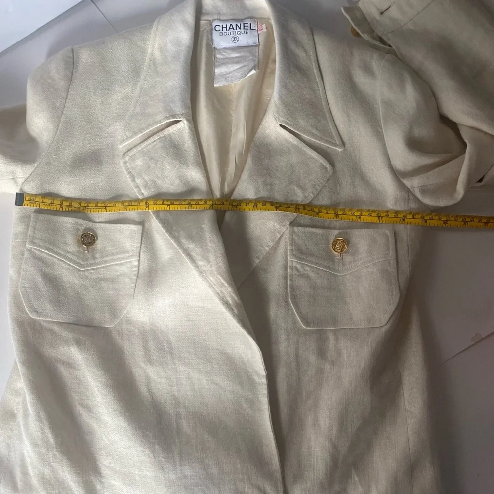 Vintage 90s CHANEL Boutique Linen Cargo Wrap Jacket